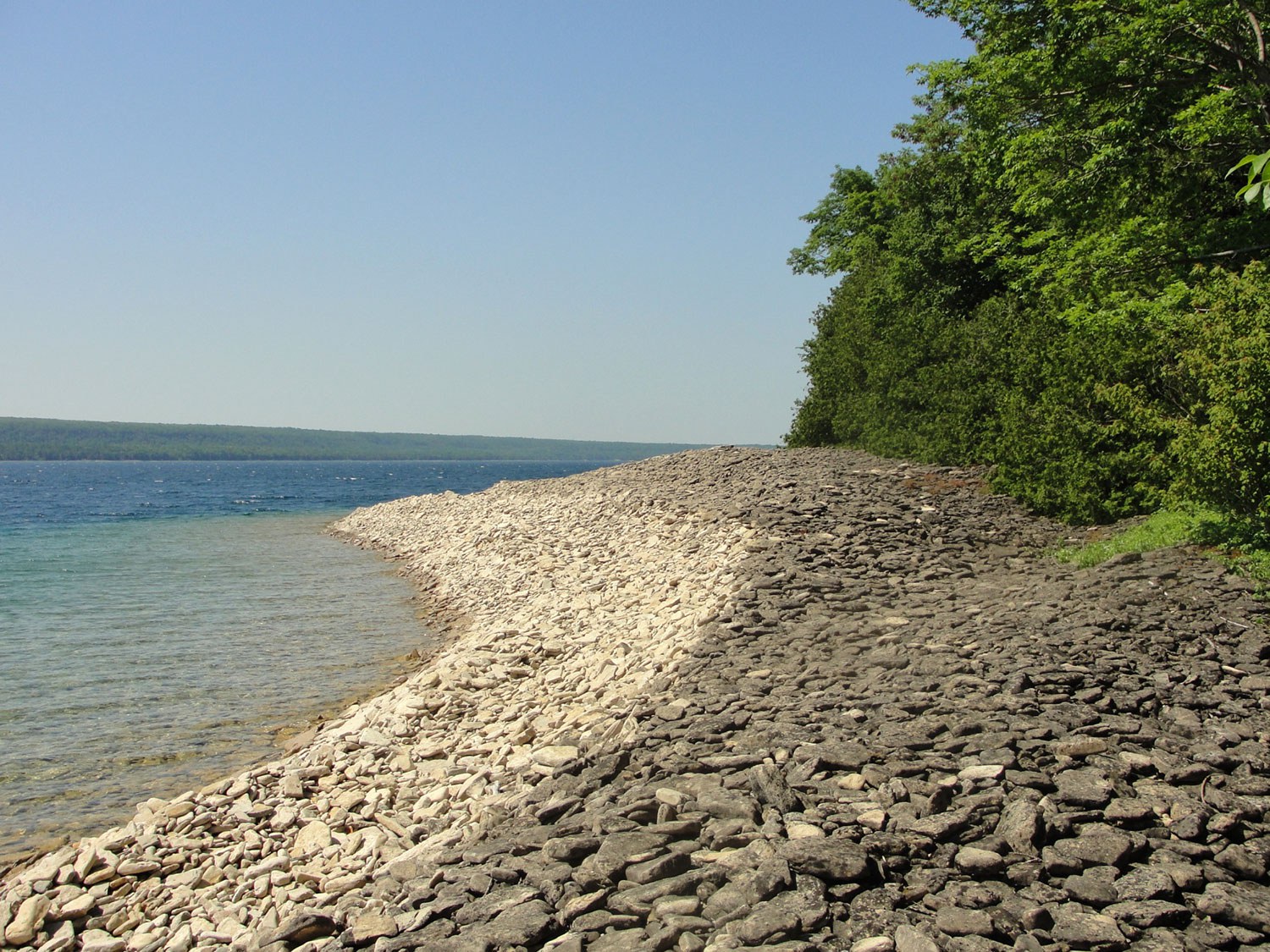 The cobble beach on the shores of Georgian Bay at Nochemowenaing.