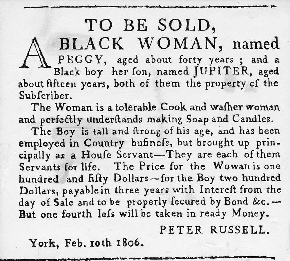 “To be sold” poster (Photo: Uncle Tom’s Cabin Historic Site)