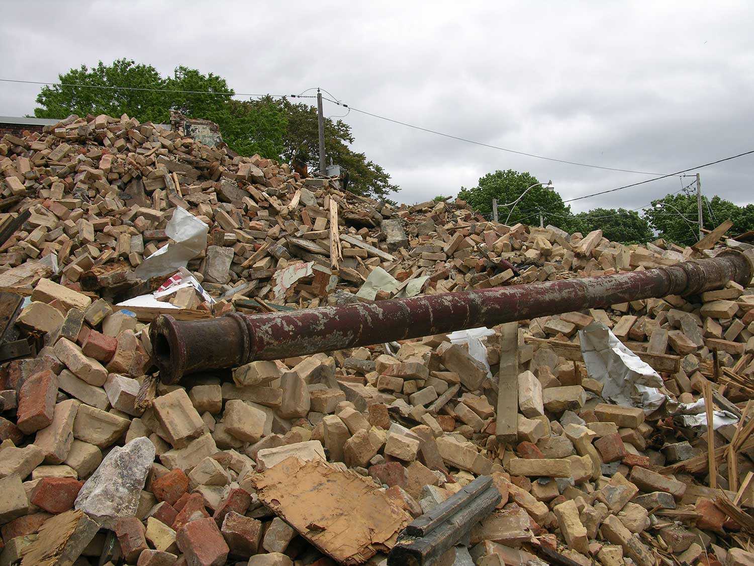 Historical architectural debris from Toronto’s Walnut Hall – a designated heritage building that was demolished in 2007