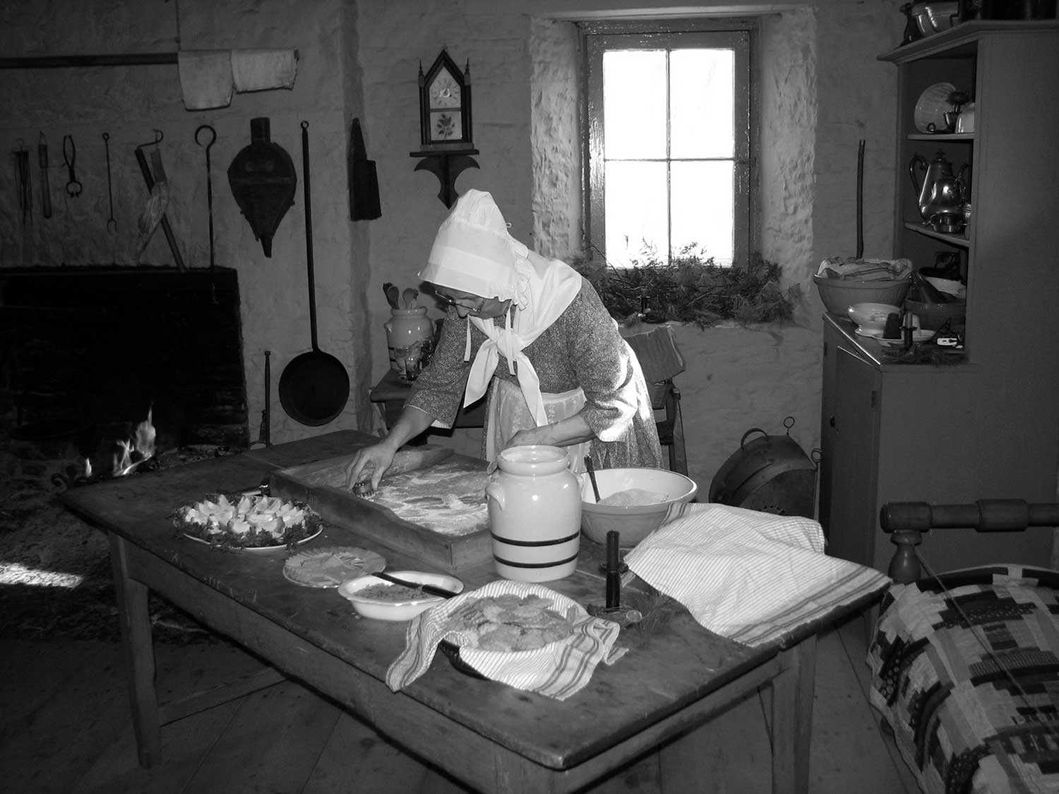 Cooking in old kitchen