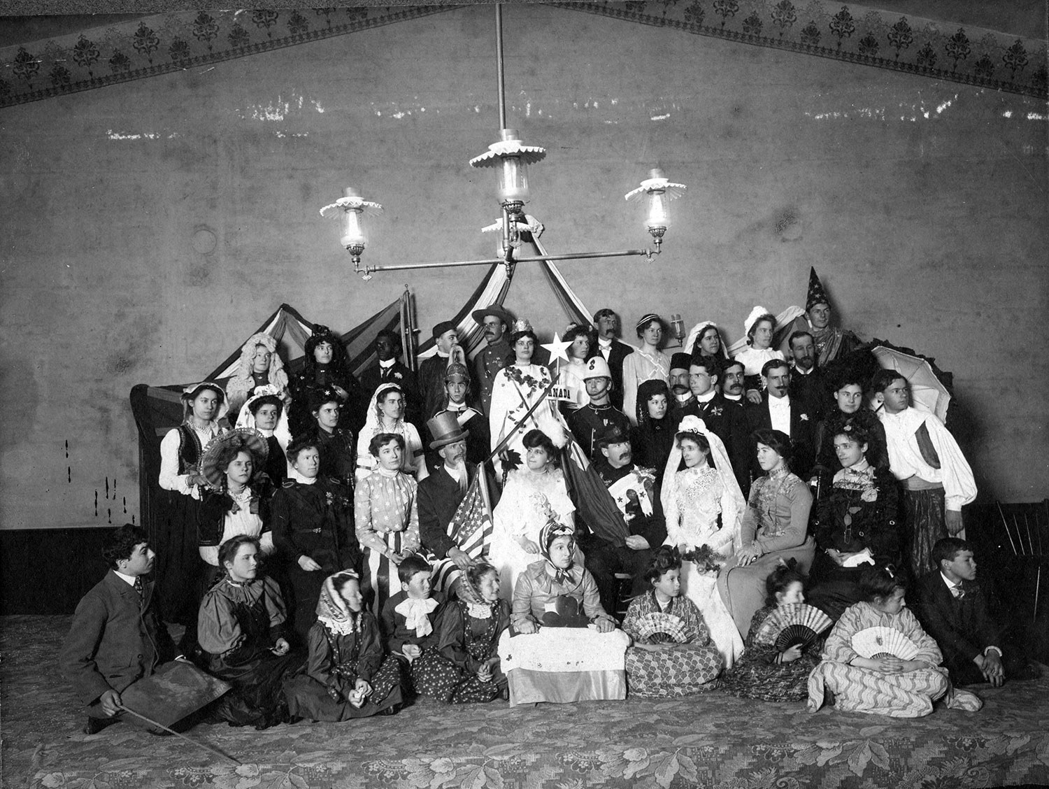 Photograph taken by Wellington Ashbridge of an amateur play, “The Happiest Land,” at Queen Street East Methodist Church (1902)