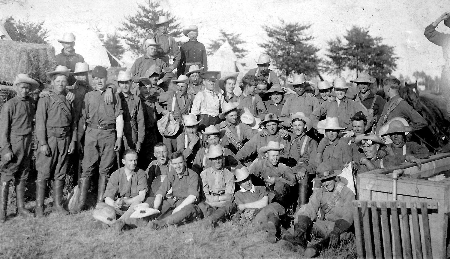 A relaxed group of militiamen at Camp Petawawa in June 1914