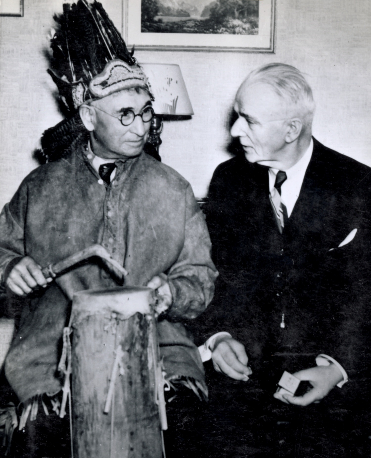 Voices of Chiefs Point Pe Wak A Nep Robert Thompson and Dr Seaborn c 1939 Credit Robert Thompson and Edwin Seaborn Seaborn Fonds Western Archives Western University London Canada